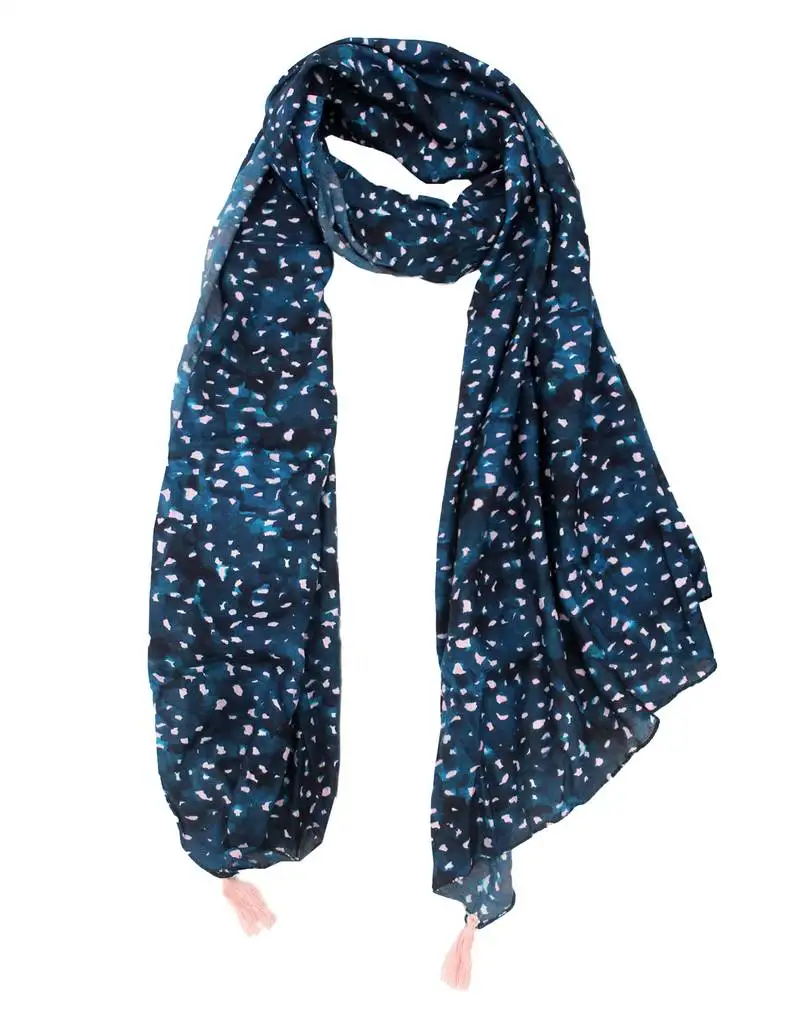 Beautiful muslin fabric rama blue printed women scarf::Stoles
