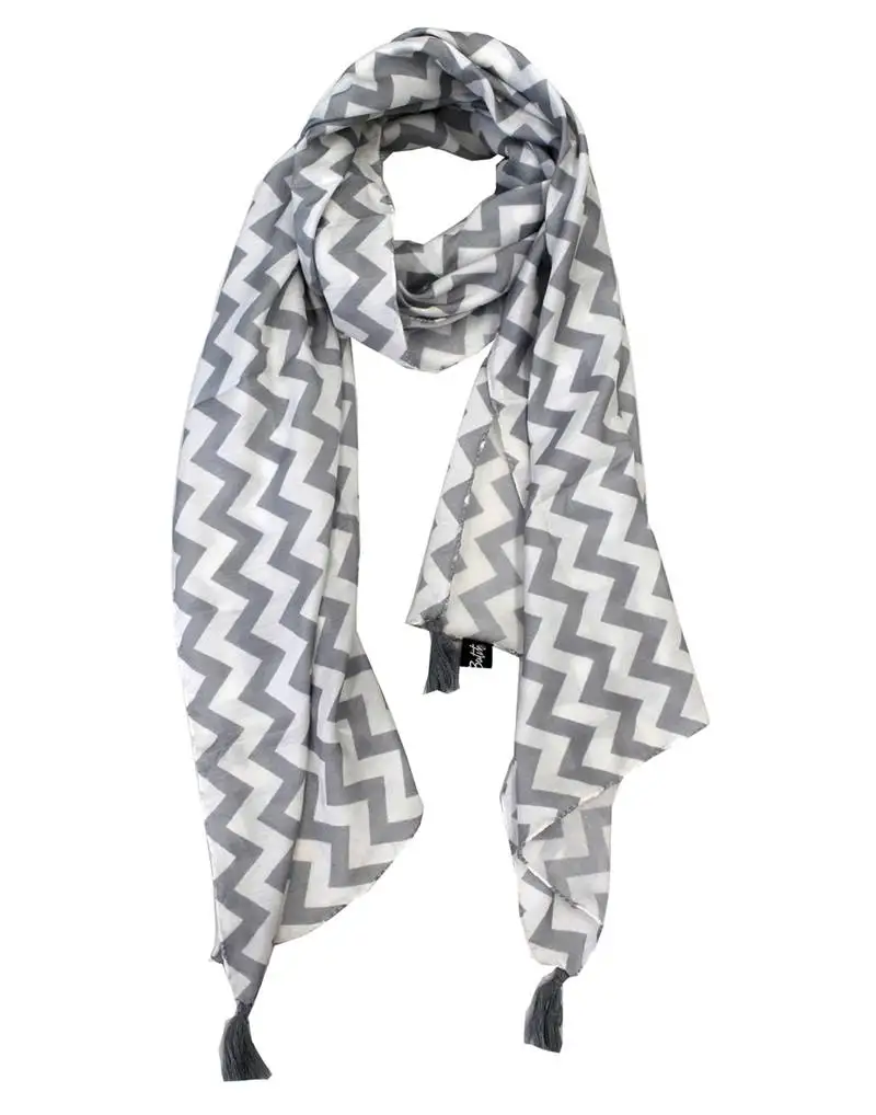 Classy muslin fabric grey printed women scarf::Stoles