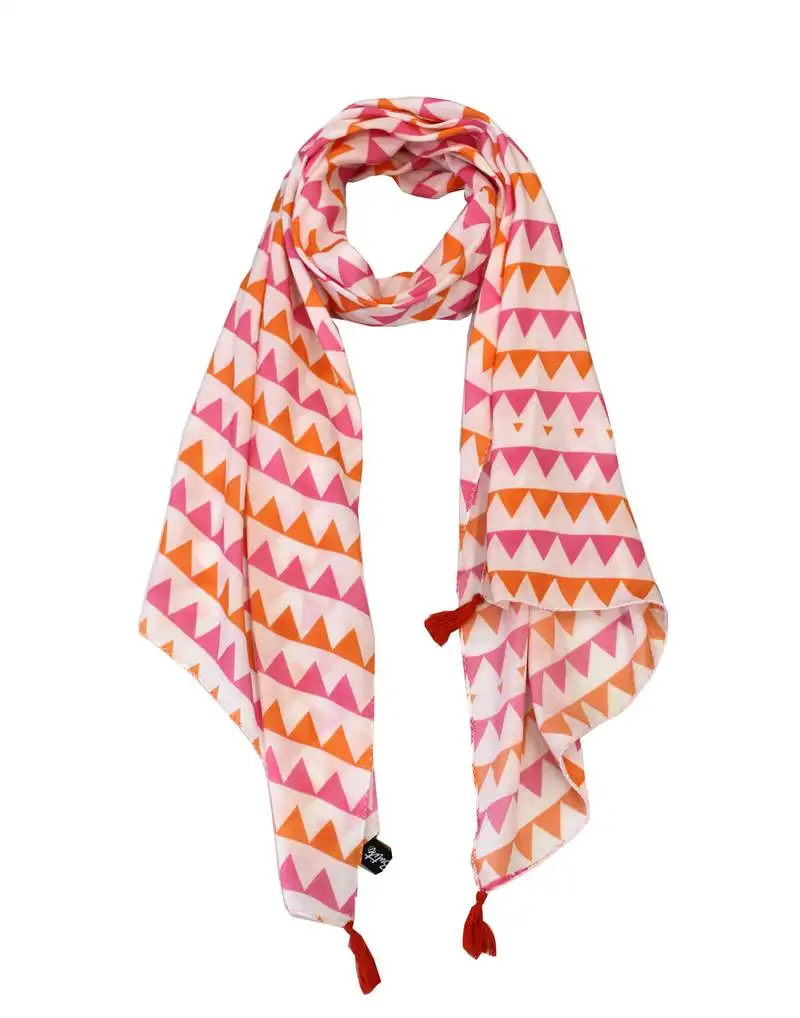 Pretty muslin fabric multicolor printed women scarf::Stoles with tassels