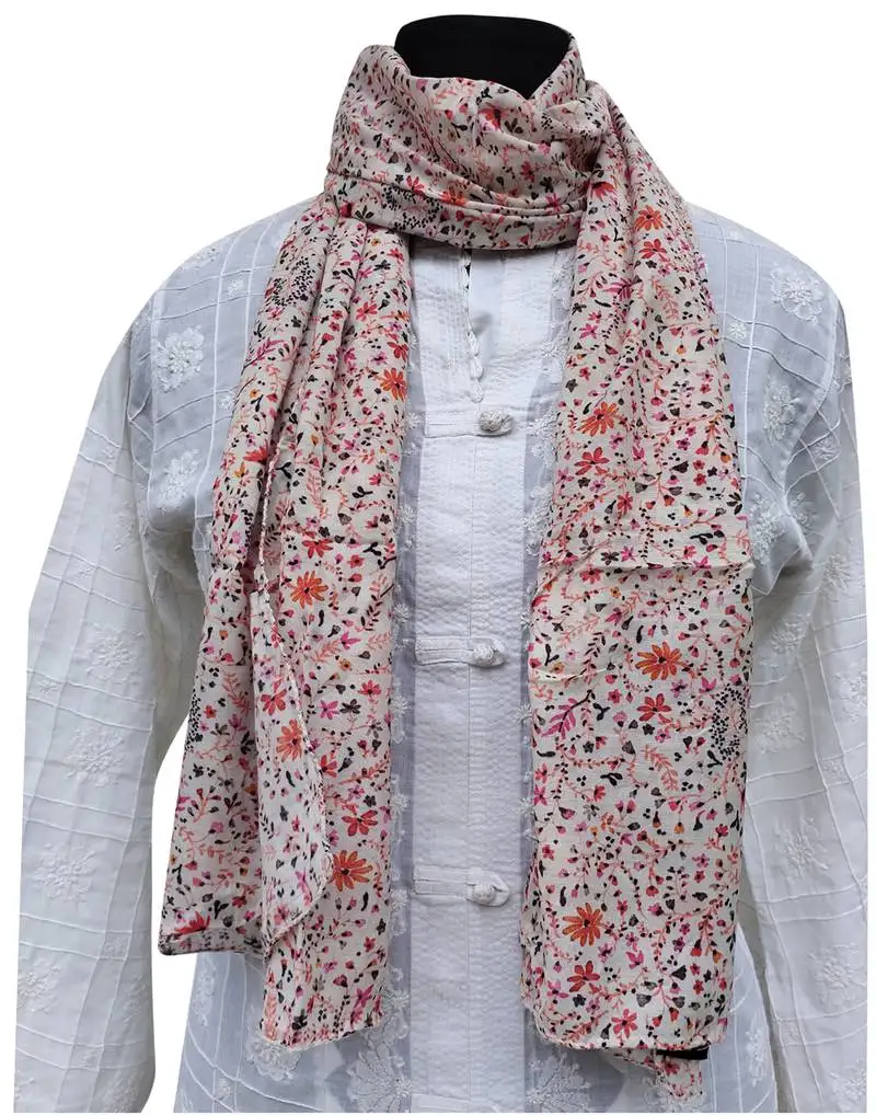 Appealing muslin fabric multicolor printed scarf
