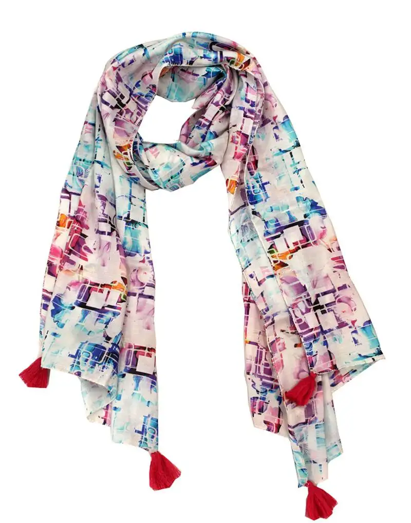 Classy viscose fabric multicolor printed women scarf