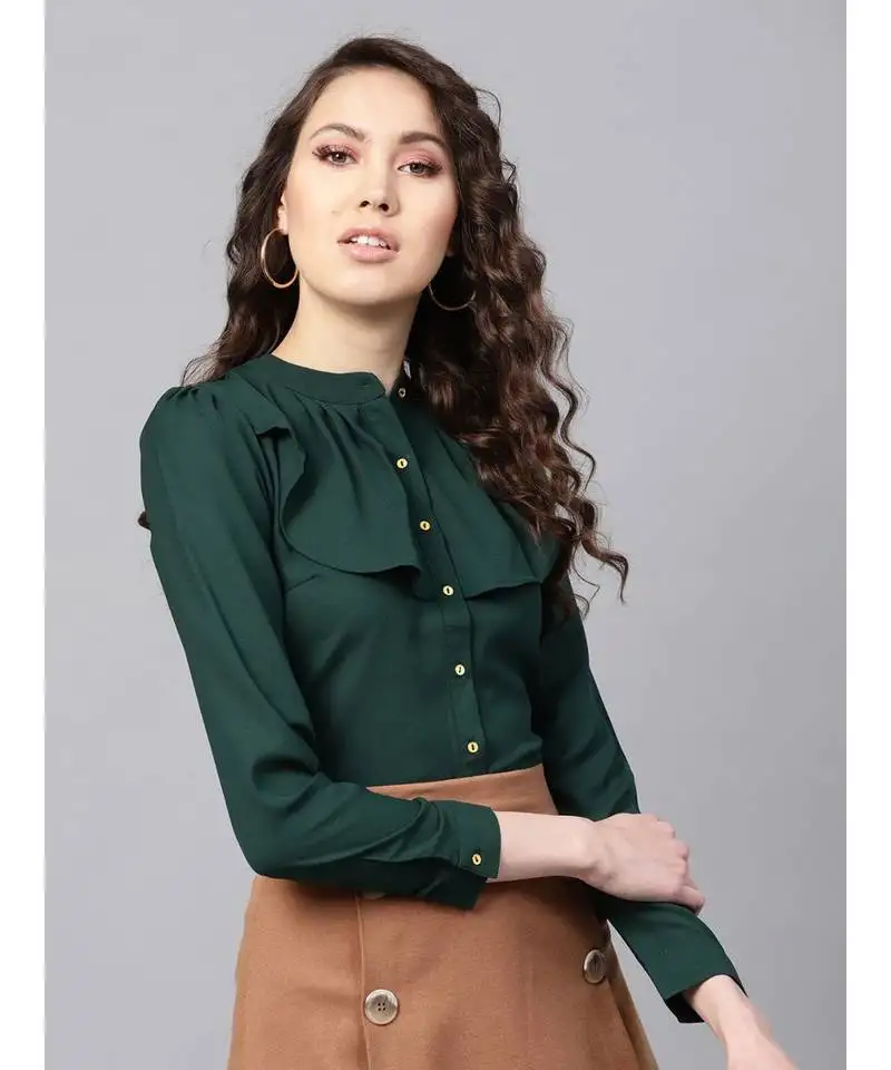 Layered front bottle green shirt
