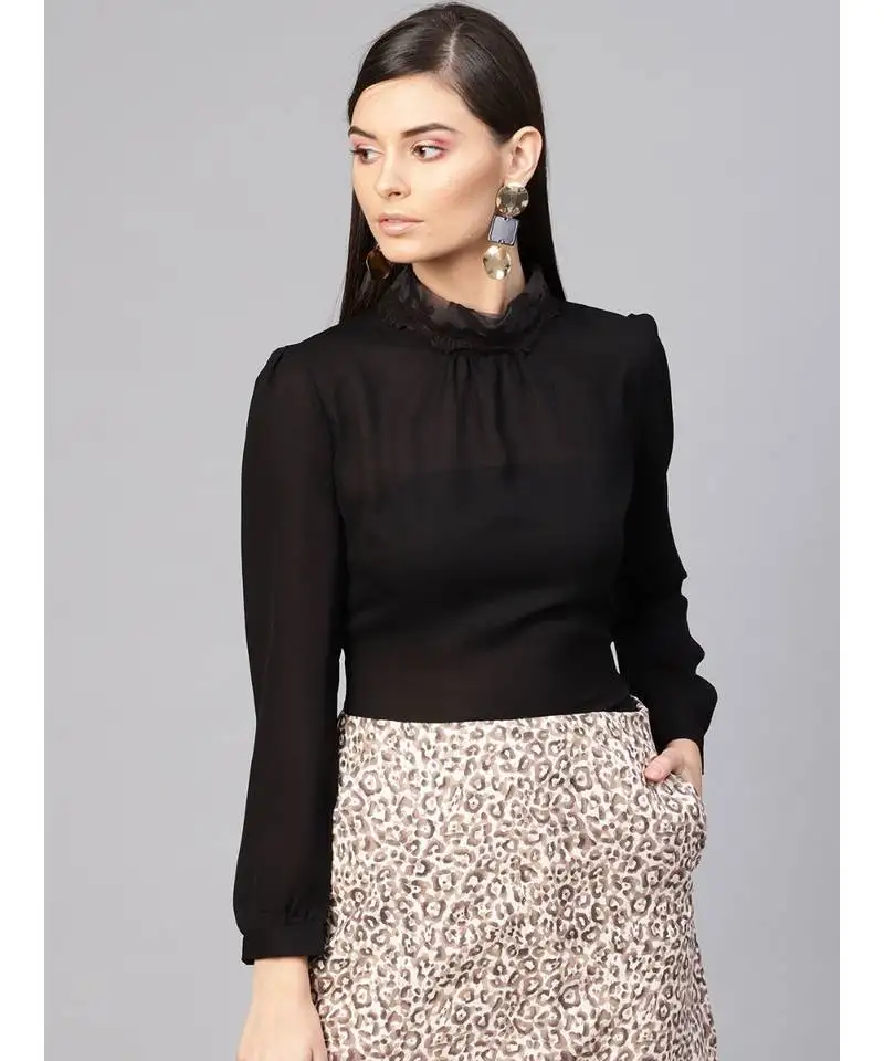 Black lace on neck top