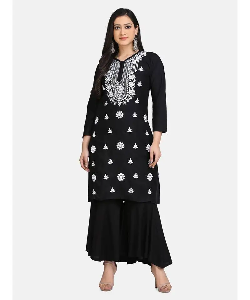 Black chikankari kurti with plazzo