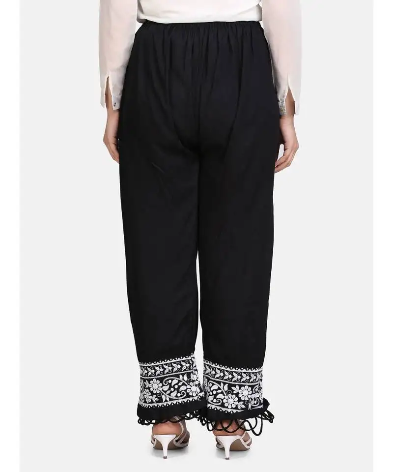 Black chikankari pant