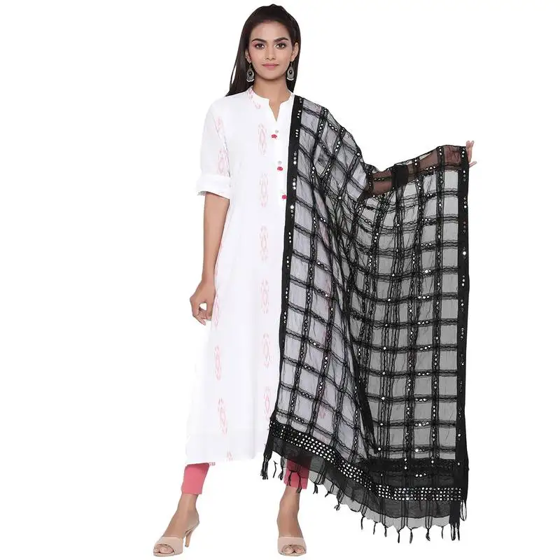 Black organza checks design dupatta