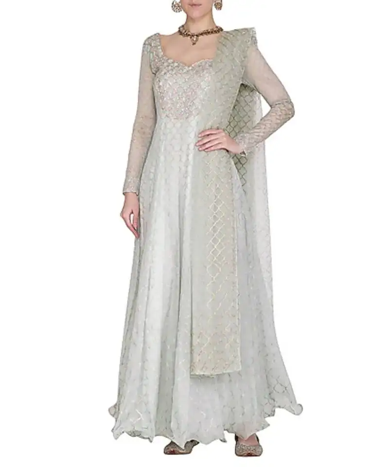 Show shaa uncomplicate yourself moroccan khirki anarkali set - mint