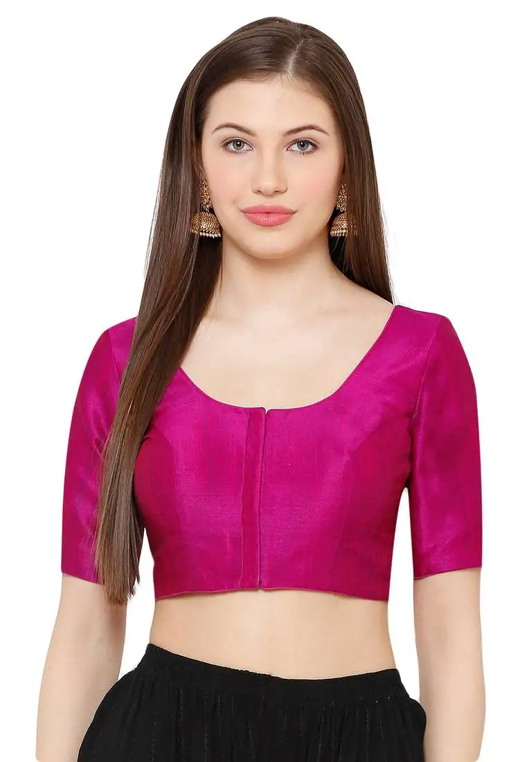 Salwar studio women's purple mulbury silk readymade saree blouse