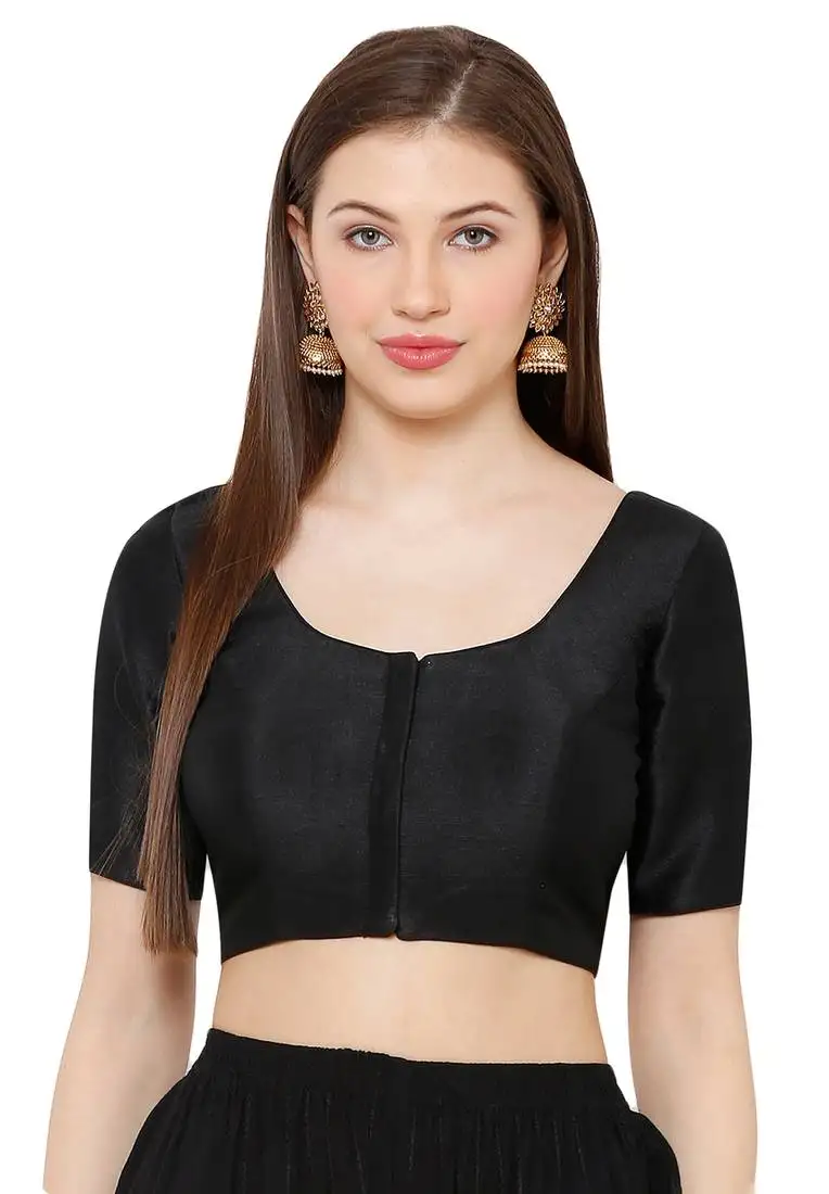 Salwar studio women's black mulbury silk readymade saree blouse