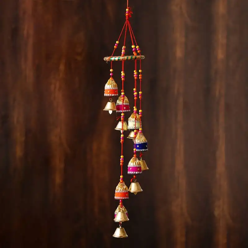Ecraftindia handcrafted decorative colorful spiral wall::Door::Window hanging bells