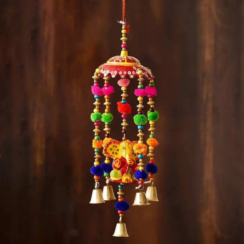 Ecraftindia handcrafted decorative lord ganesha wall::Door::Window hanging bells