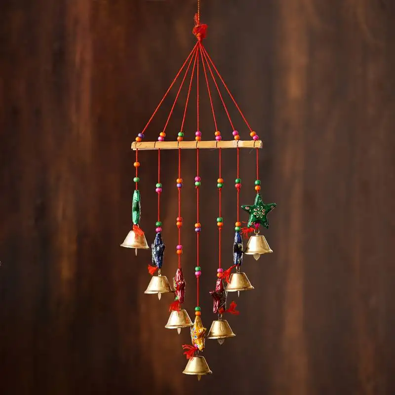 Ecraftindia handcrafted decorative colorful stars wall::Door::Window hanging bells