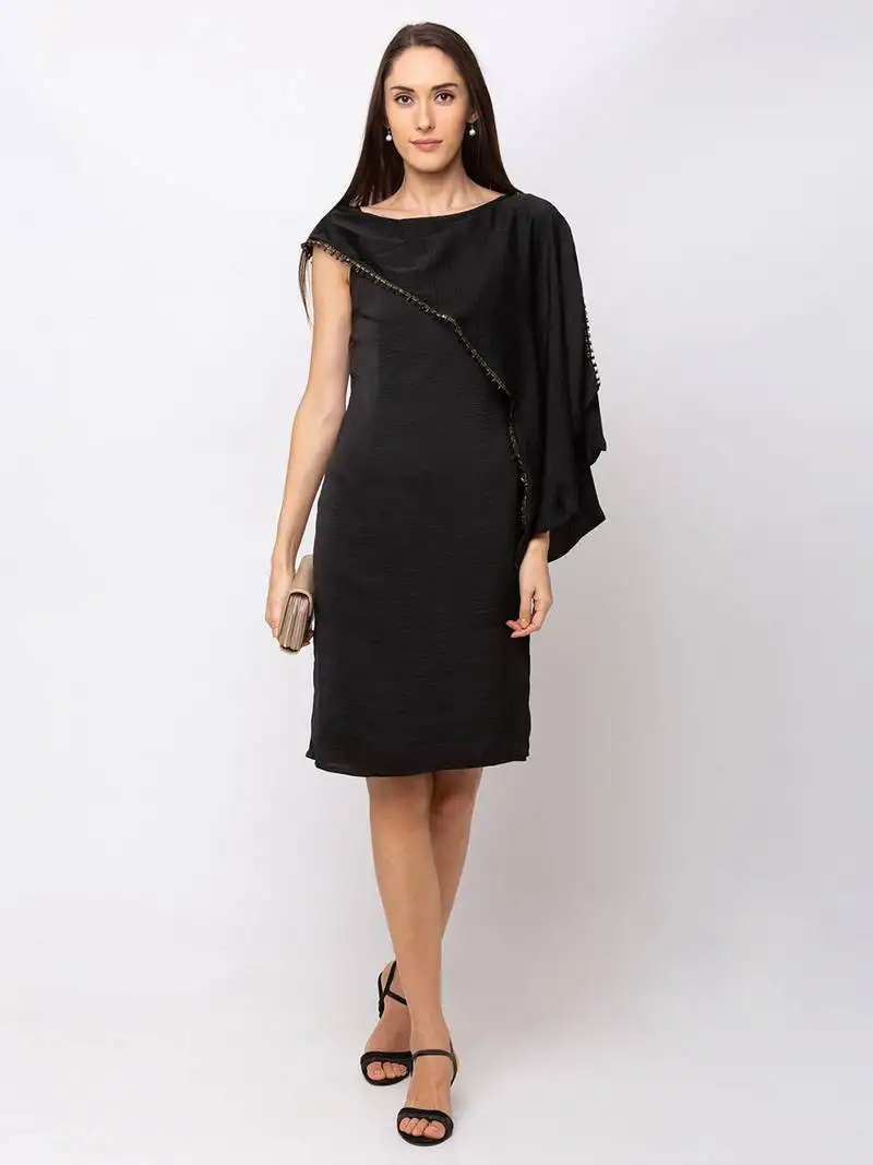 Sheczzar black color regular fit midi dress