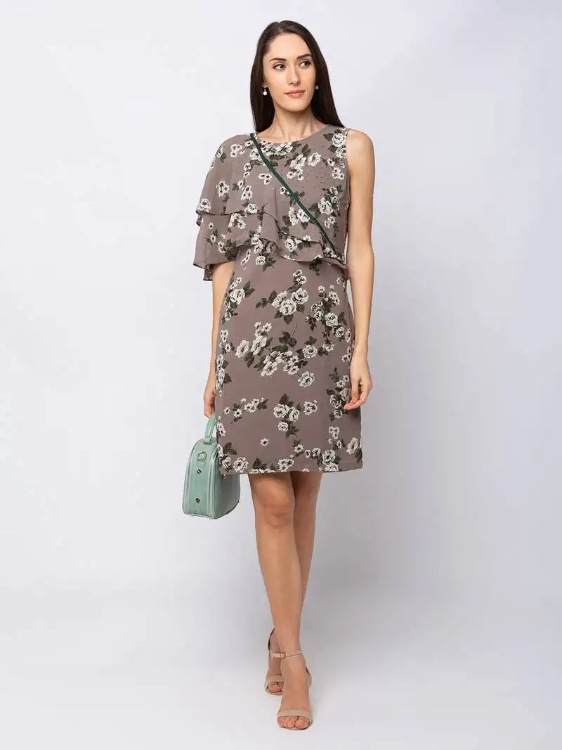 Sheczzar grey color regular fit midi dress
