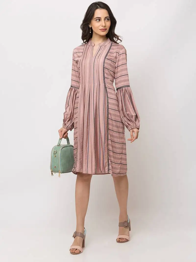 Sheczzar pink color regular fit midi dress