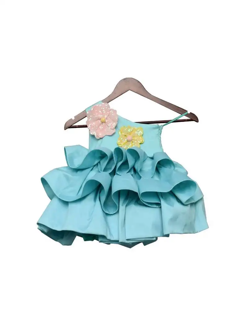 Yellow pleated georgette dress