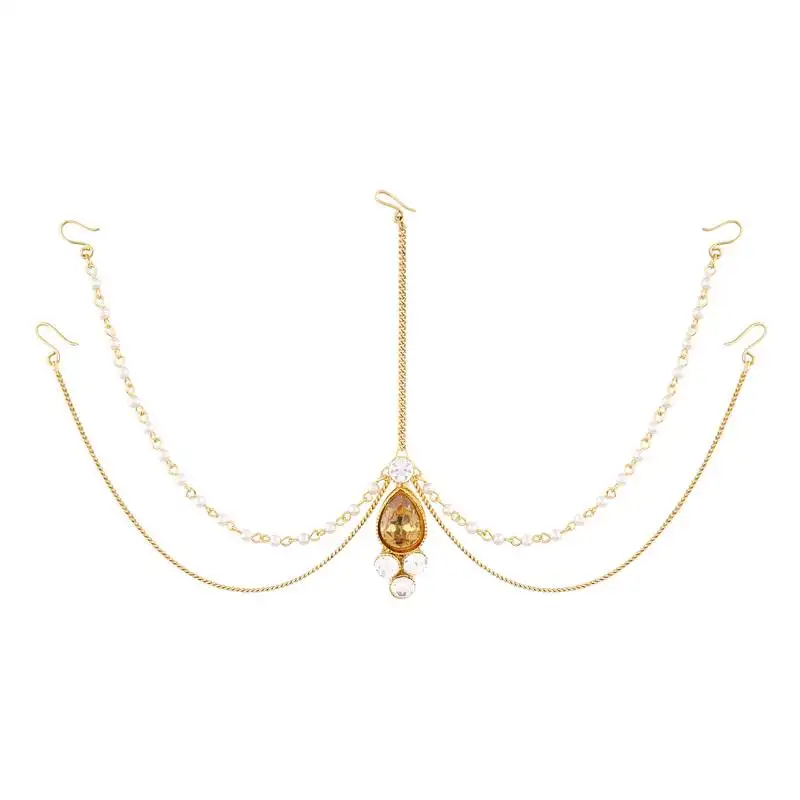 Traditional pearl & stone mathapatti maang tikka for women t1083lw