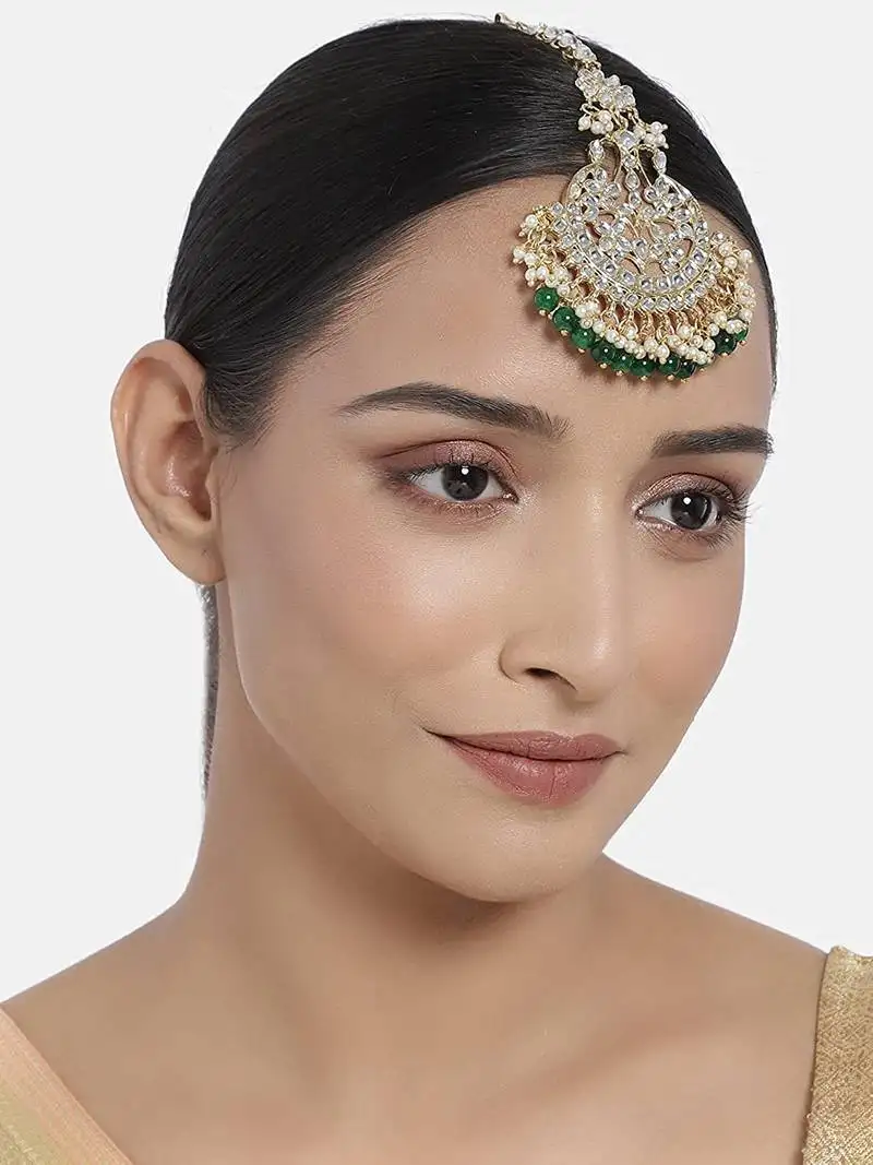 Traditional kundan & stone studded maang tikka for women & girls