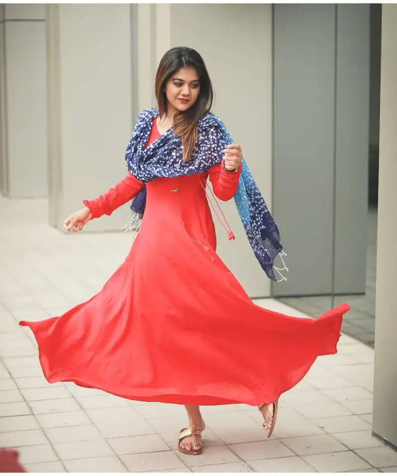 Red rayon fit and flare dress