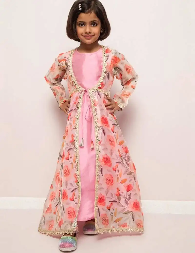 Organza shrug with inner dress- 2 pcs set