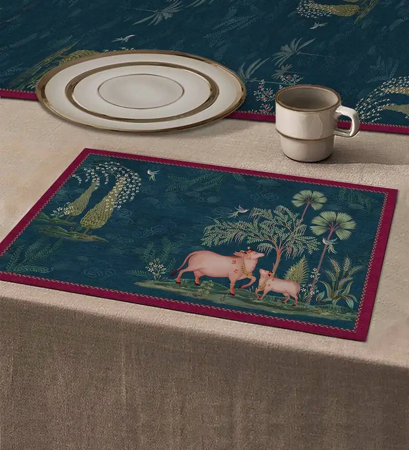 Pichwai table mat - blue (set of 2)