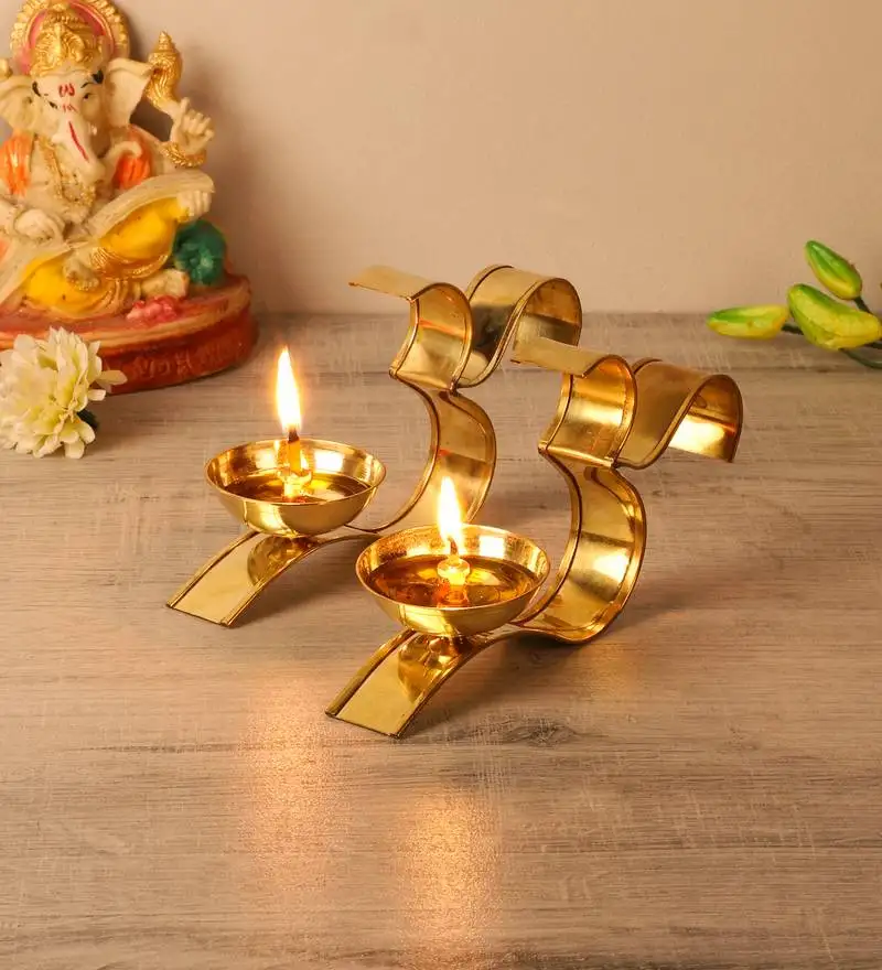 Set of 2 om akhand brass dia