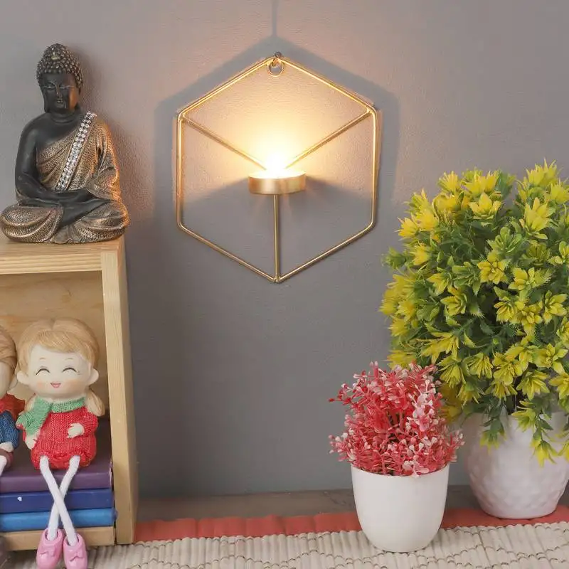 Wall hexagon tealight holder