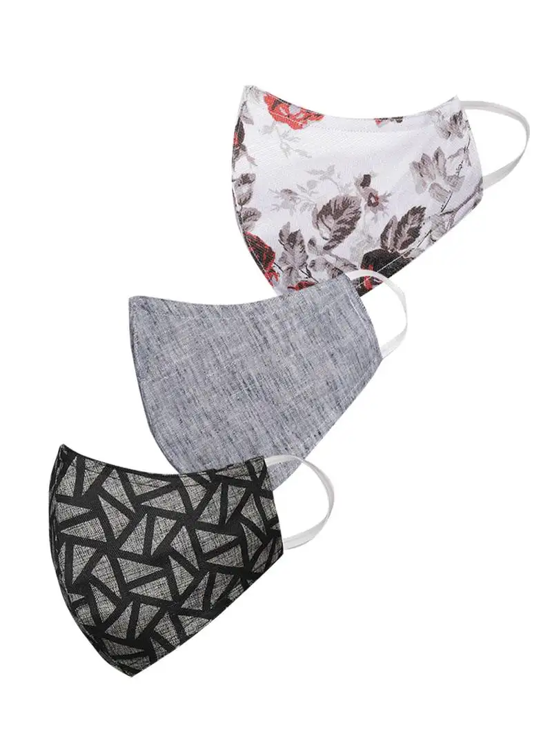 Pack of 3 floral and abstract printed reusable anti comfortable face mask