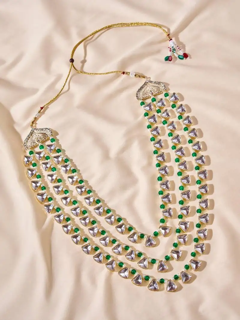 Men's cream & silver rhinestone pearl wedding necklace