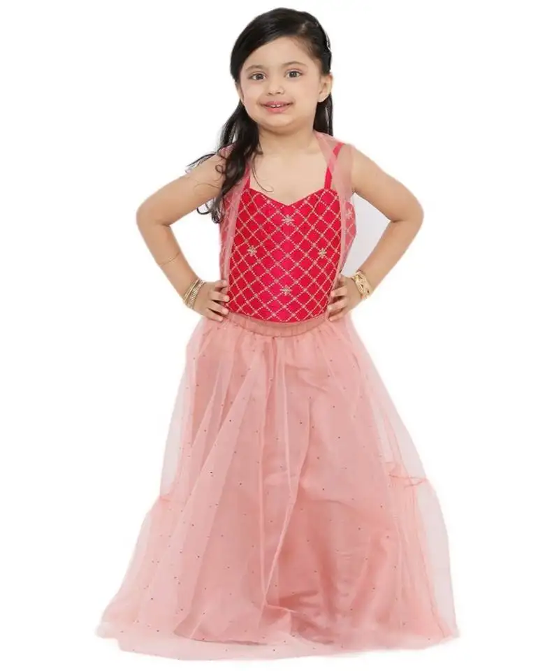 Girl's net light-pink lehenga choli