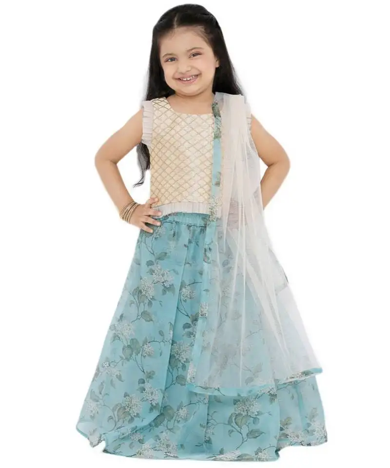 Girl's net blue lehenga choli