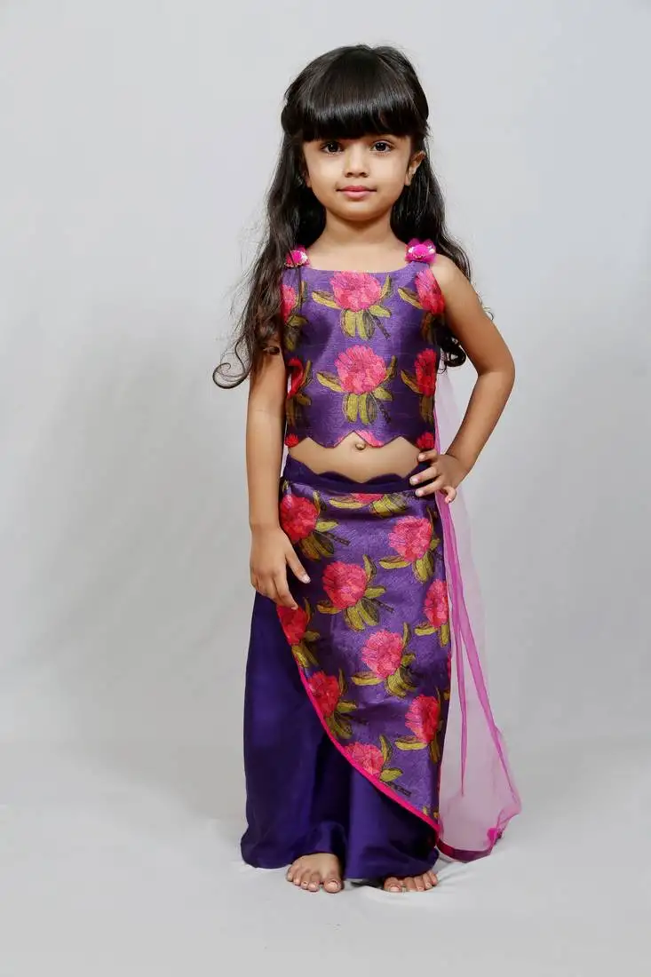 Sphagetti top with printed overlap skirt