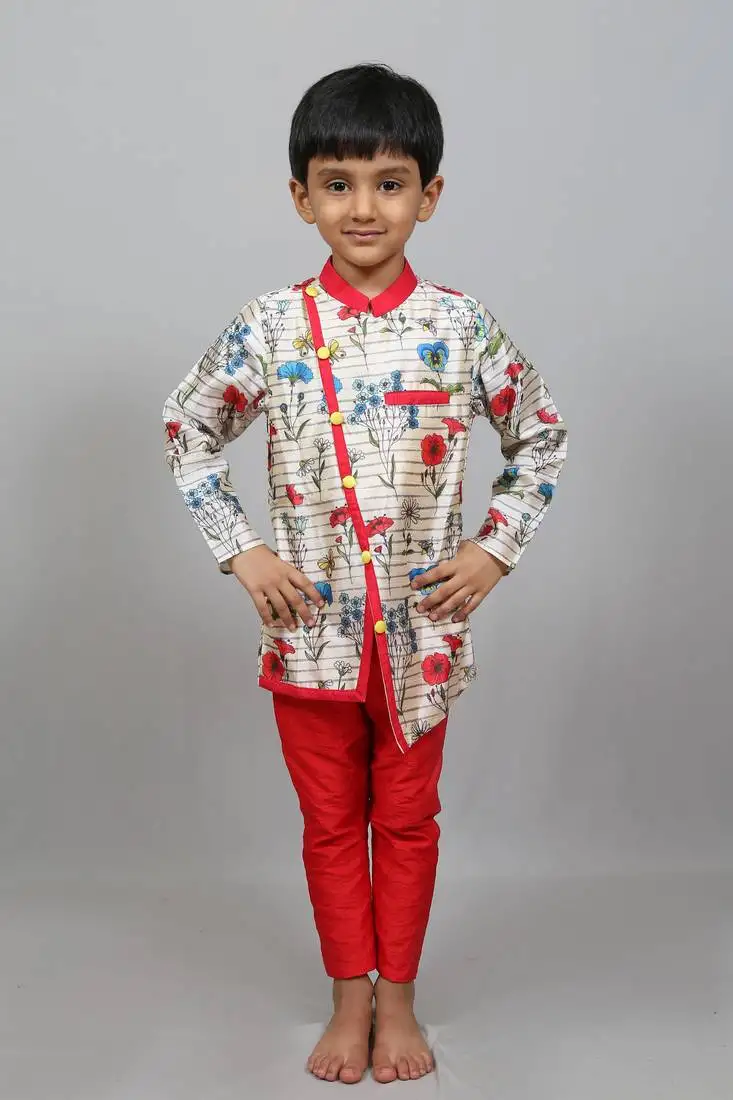 Cross pattern kurta with churidaar pant