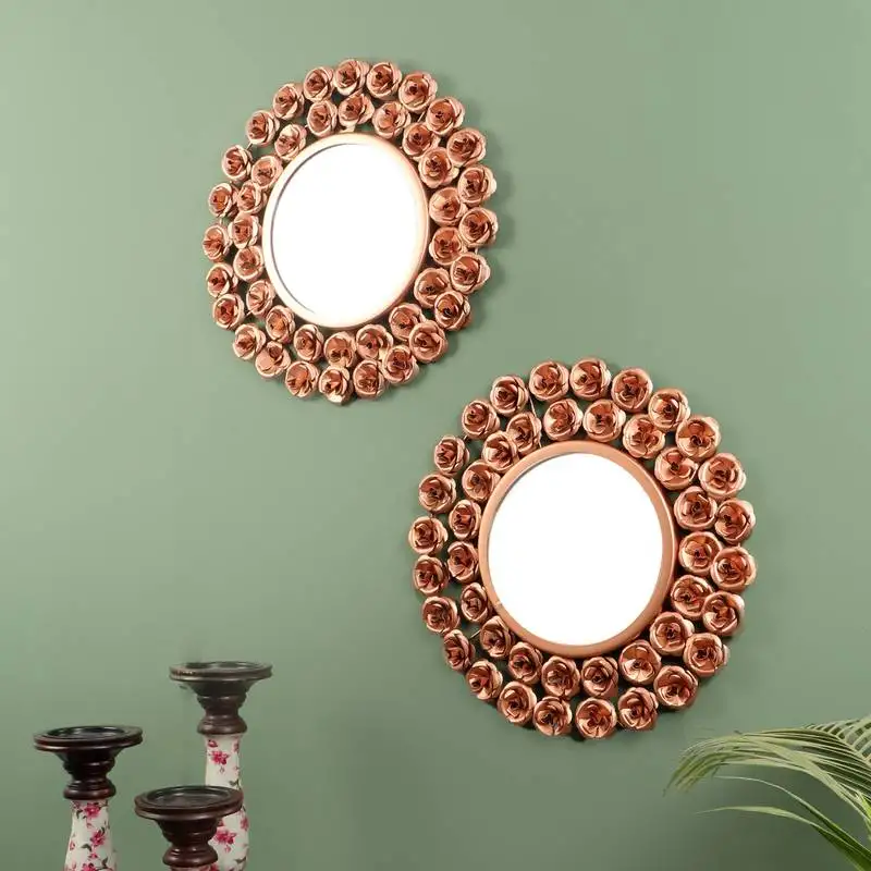 Set of 2 rose mirror wall decor