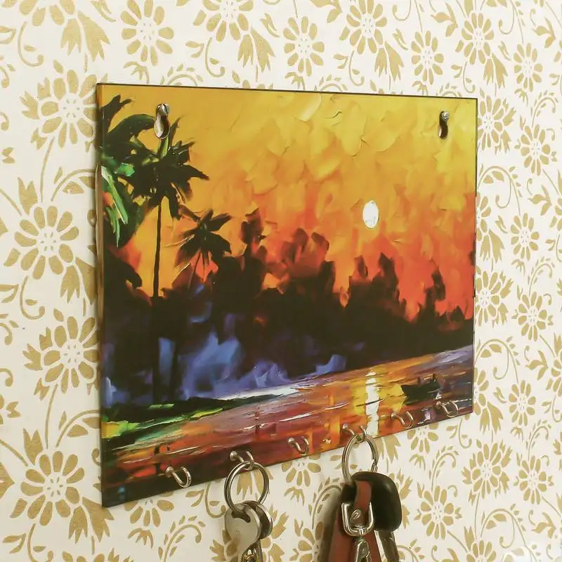 Naturre view theme wooden key holder with 6 hooks