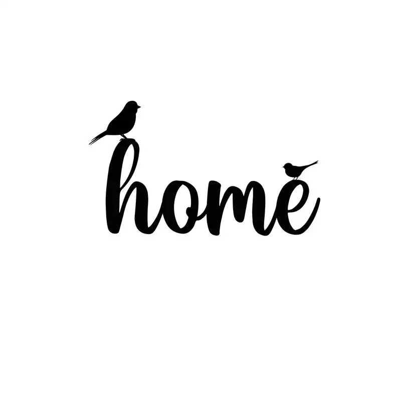 Ecraftindia "home with birds" black engineered wood wall art cutout, ready to hang home d?cor