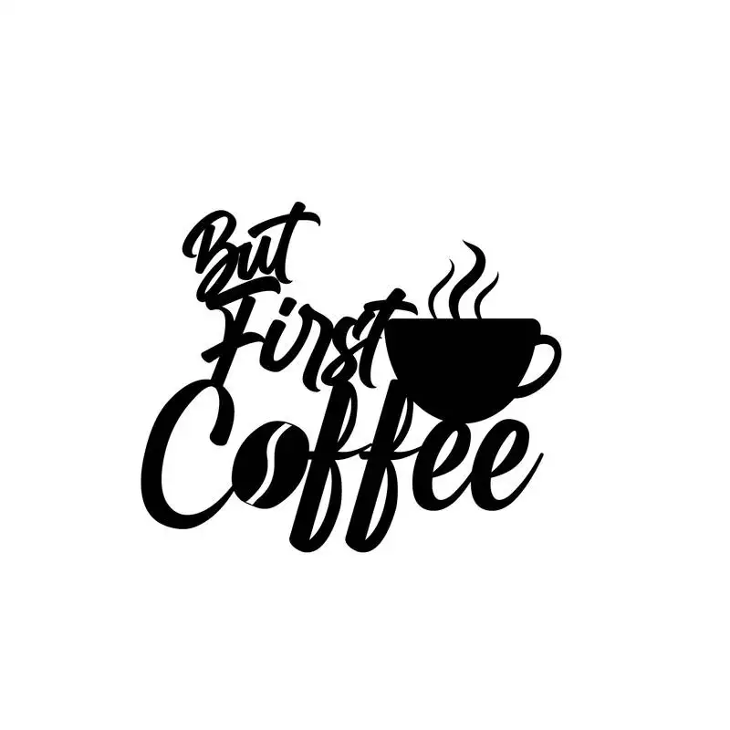 Ecraftindia "but first coffee" with mugblack engineered wood wall art cutout, ready to hang home decor