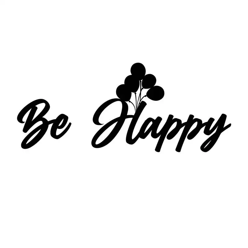 Ecraftindia "be happy" with balloons black engineered wood wall art cutout, ready to hang home decor