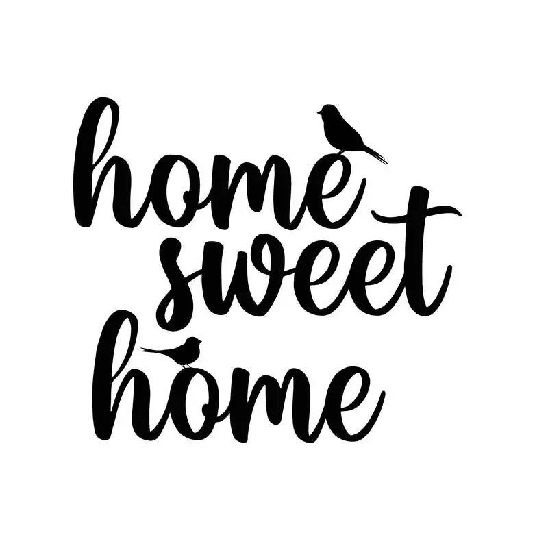 Ecraftindia "home sweet home with birds" black engineered wood wall art cutout, ready to hang home decor