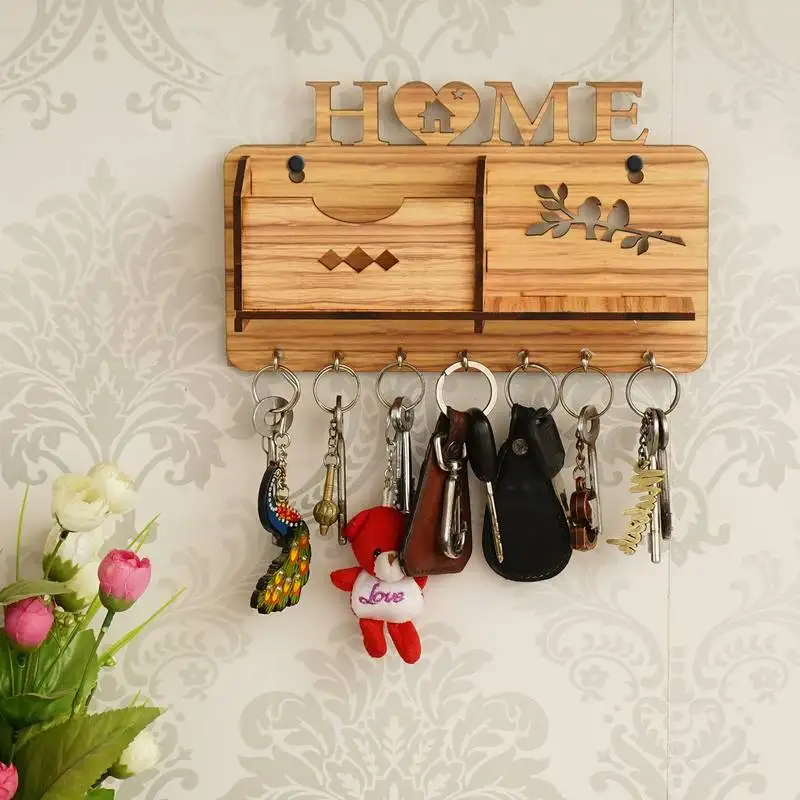 Ecraftindia home theme multiutility 7 hooks wooden keyholder