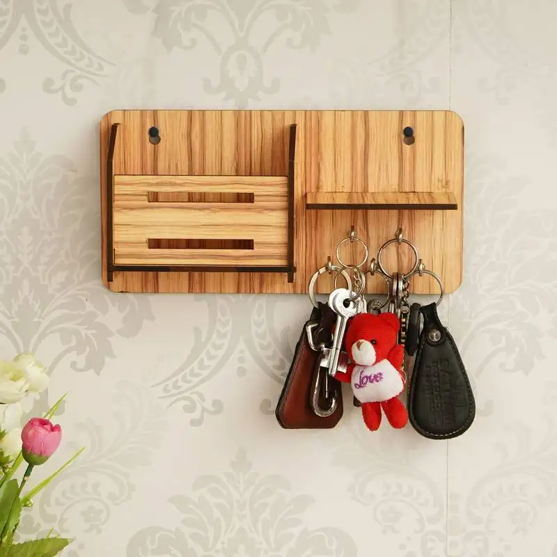 Ecraftindia multiutility 5 hooks wooden keyholder