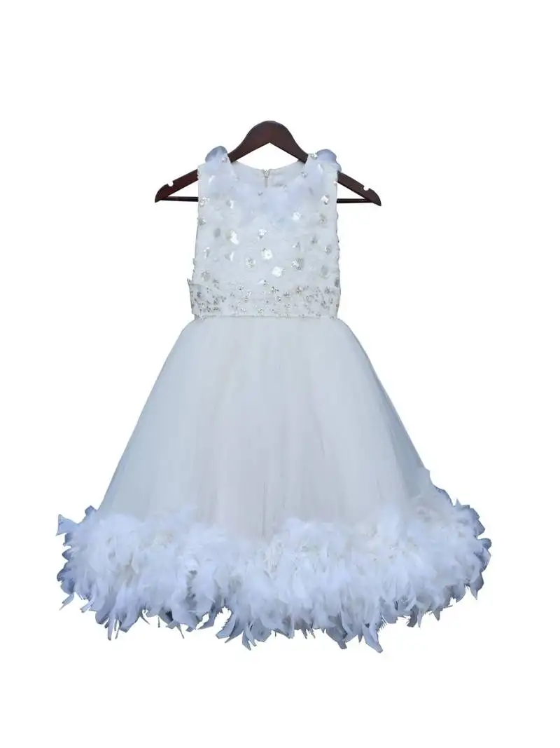 Off white silk cowl kurta and chudidar with orange jacket