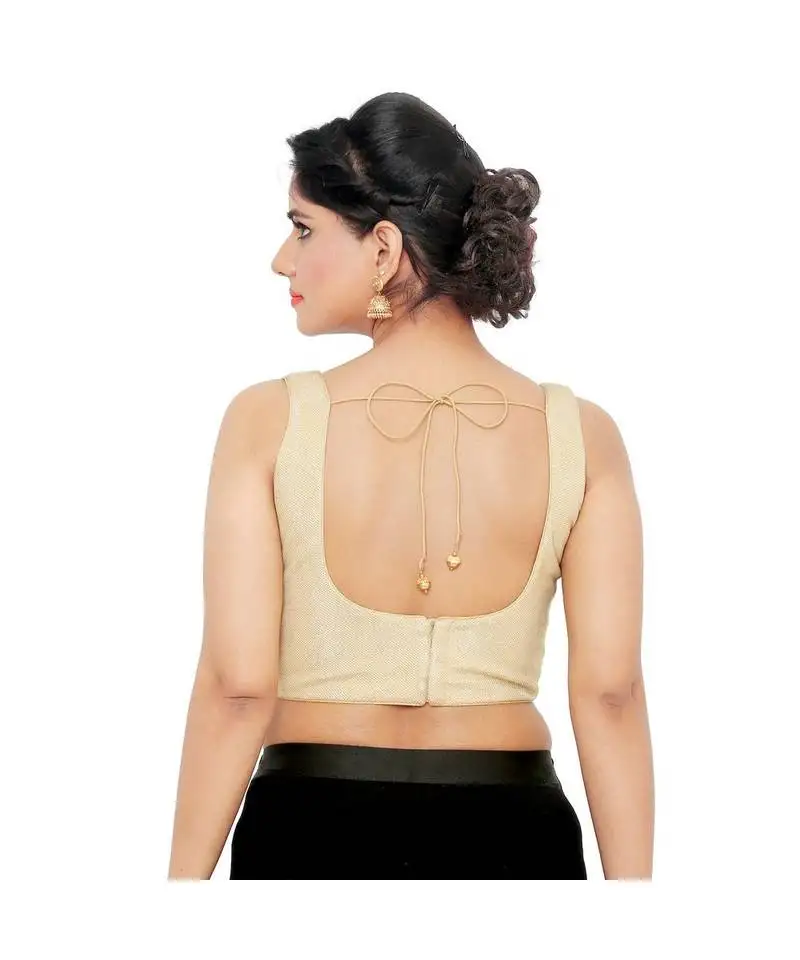 Gold shimmer padded designer ready made saree blouse