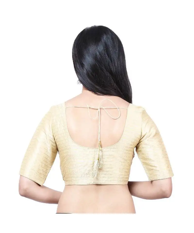 Gold tafeta padded designer ready made saree blouse
