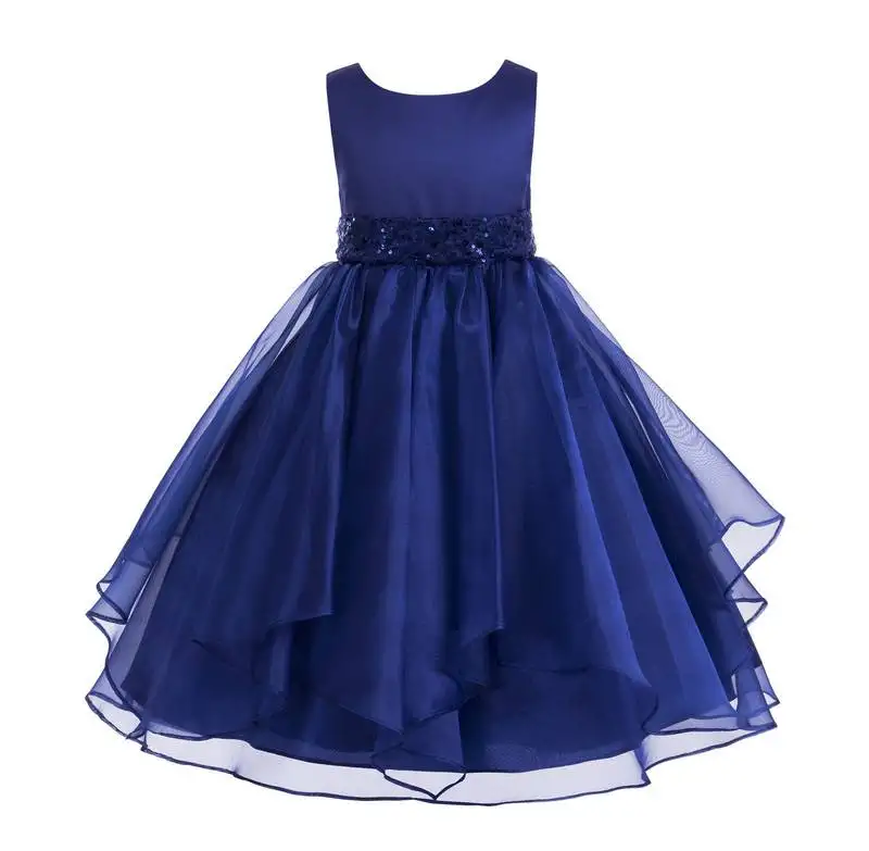 Turquoise plain polyester kids girl gowns