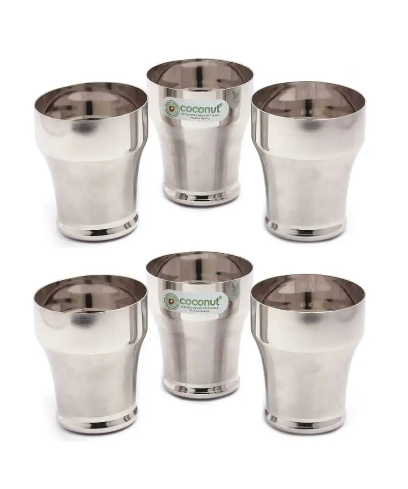 Coconut stainless steel baleno glasses - set of 6 (300 ml each glass)