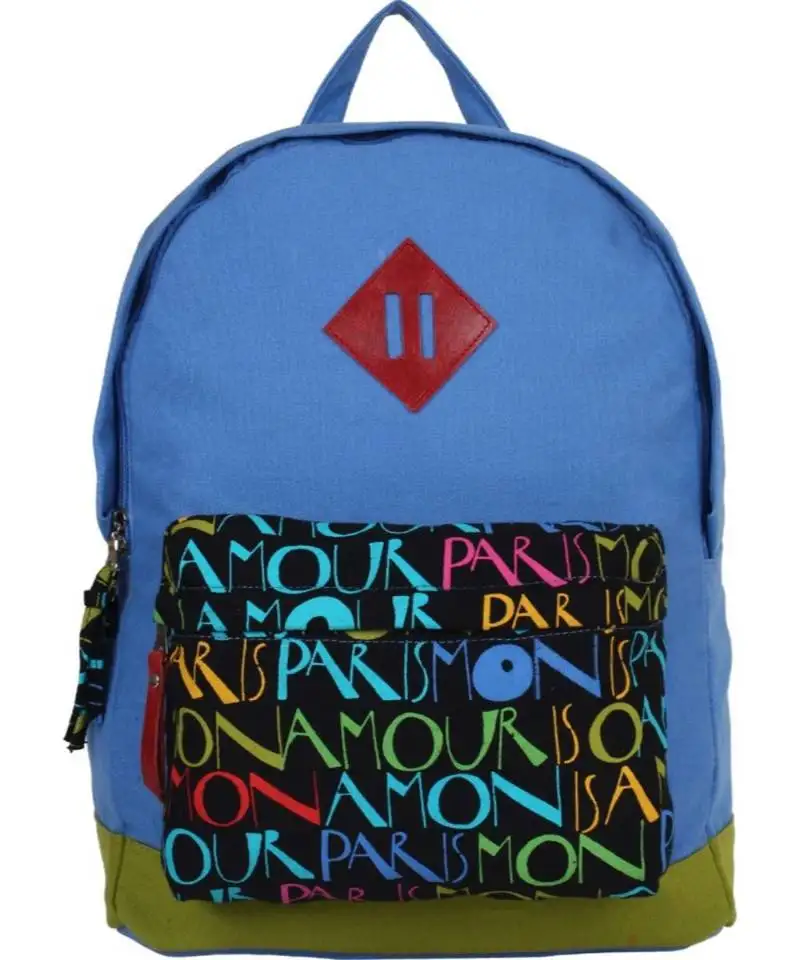 Paris blue canvas backpack