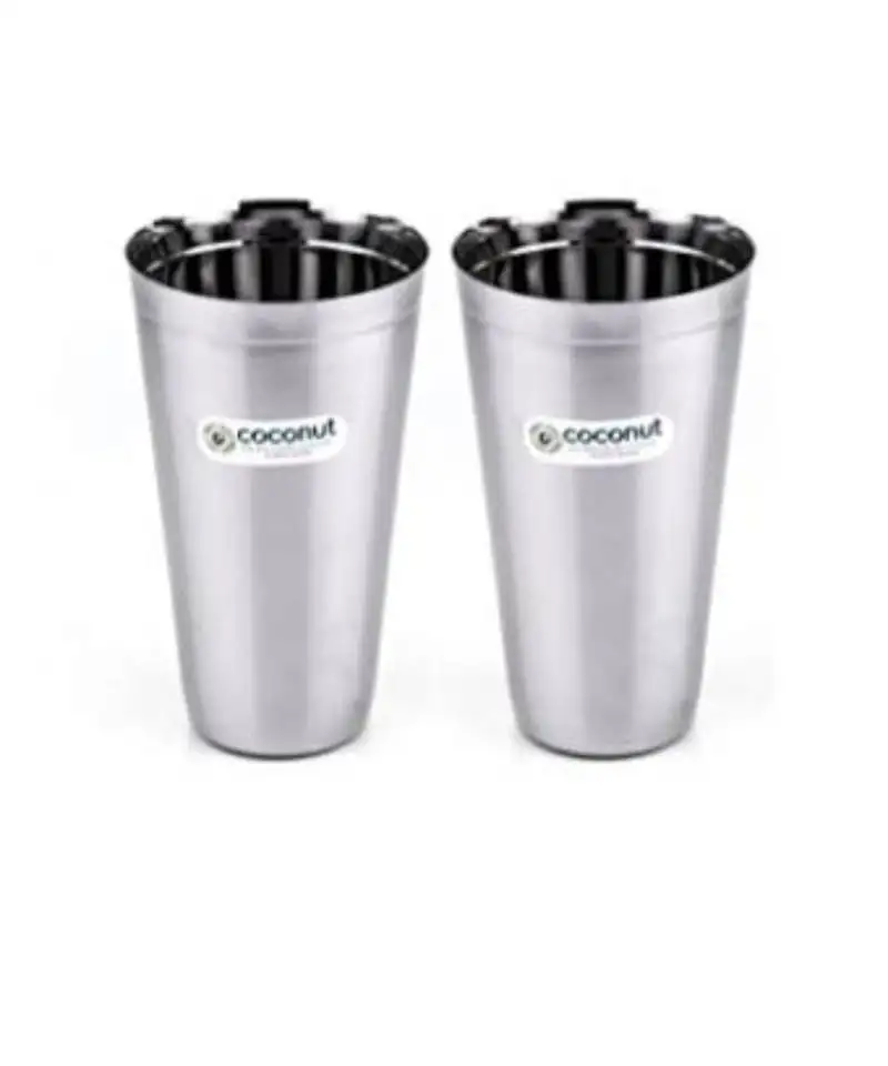 Coconut stainless steel glass - 6 pieces, white, 300 ml