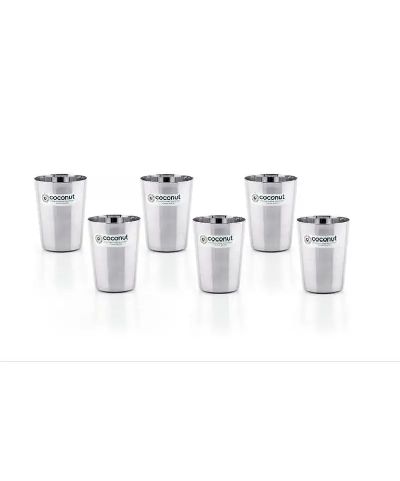 Coconut stainless steel glasses - set of 6 (200 ml each)