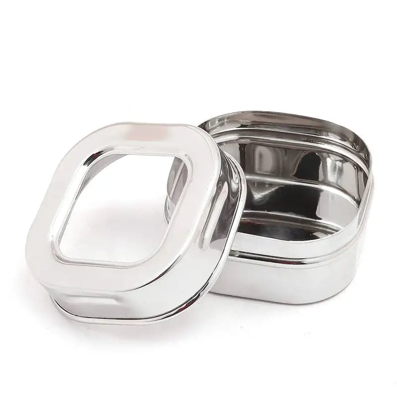 Coconut stainless steel mini c-thru bingo::Container::Storage box::Canister - set of 6 diameter -7.5cm , 5 cm height